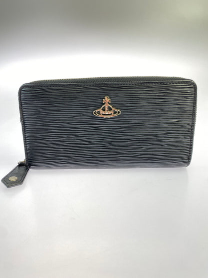 【現状渡し品】【レディース】 VIVIENNE WESTWOOD ヴィヴィアン ウエストウッド ROUND ZIP WALLET ラウンド ジップ ウォレット 長財布 小物 201-261011-hu-26-min カラー：ブラック 万代Net店