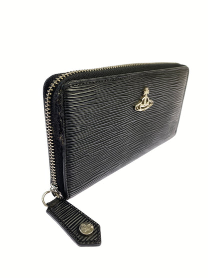 【現状渡し品】【レディース】 VIVIENNE WESTWOOD ヴィヴィアン ウエストウッド ROUND ZIP WALLET ラウンド ジップ ウォレット 長財布 小物 201-261011-hu-26-min カラー：ブラック 万代Net店