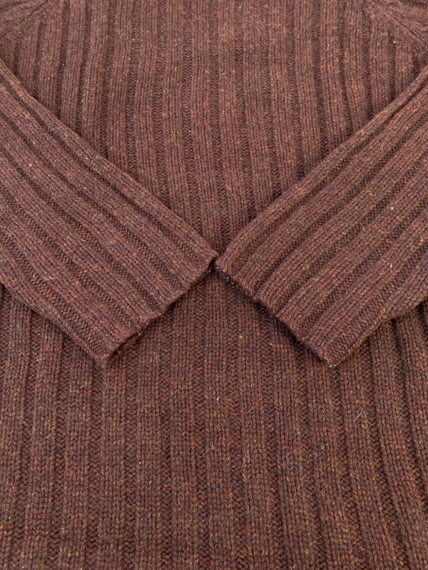 【中古品】【メンズ】 J CREW ジェイクルー 90S 巨人タグ RIBBED SWEATER 1990年代 リブド スウェーター メンズ トップス セーター 146-261014-KS-21-min サイズ：L カラー：ブラウン系 万代Net店