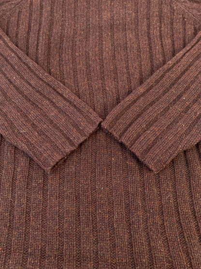 【中古品】【メンズ】 J CREW ジェイクルー 90S 巨人タグ RIBBED SWEATER 1990年代 リブド スウェーター メンズ トップス セーター 146-261014-KS-21-min サイズ：L カラー：ブラウン系 万代Net店