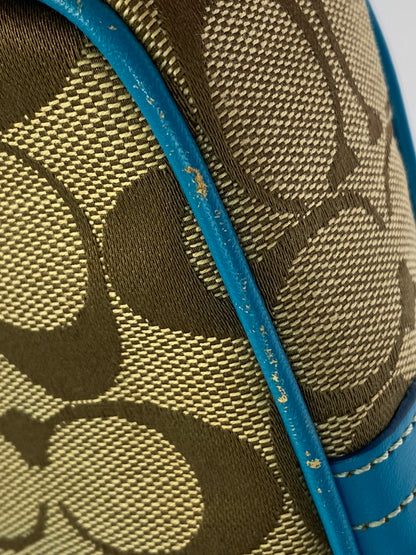 【現状渡し品】【レディース】 COACH コーチ シグネチャー ソーホー ショルダーバッグ 9758 レディース カバン 180-261025-em-13-min カラー：ブラウン × ターコイズブルー（金具：ゴールド） 万代Net店