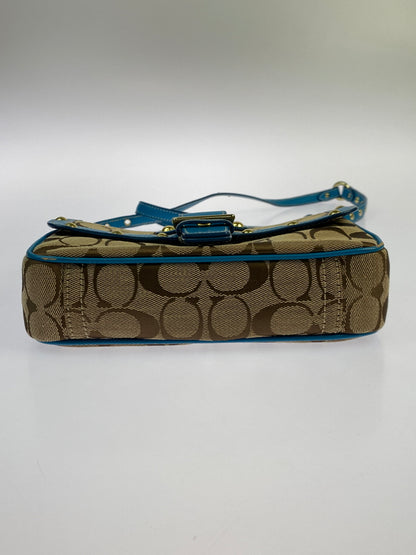 【現状渡し品】【レディース】 COACH コーチ シグネチャー ソーホー ショルダーバッグ 9758 レディース カバン 180-261025-em-13-min カラー：ブラウン × ターコイズブルー（金具：ゴールド） 万代Net店