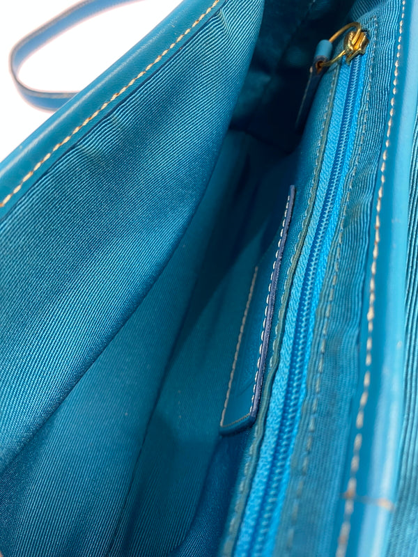 【現状渡し品】【レディース】 COACH コーチ シグネチャー ソーホー ショルダーバッグ 9758 レディース カバン 180-261025-em-13-min カラー：ブラウン × ターコイズブルー（金具：ゴールド） 万代Net店