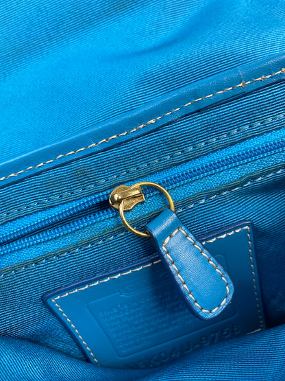 【現状渡し品】【レディース】 COACH コーチ シグネチャー ソーホー ショルダーバッグ 9758 レディース カバン 180-261025-em-13-min カラー：ブラウン × ターコイズブルー（金具：ゴールド） 万代Net店