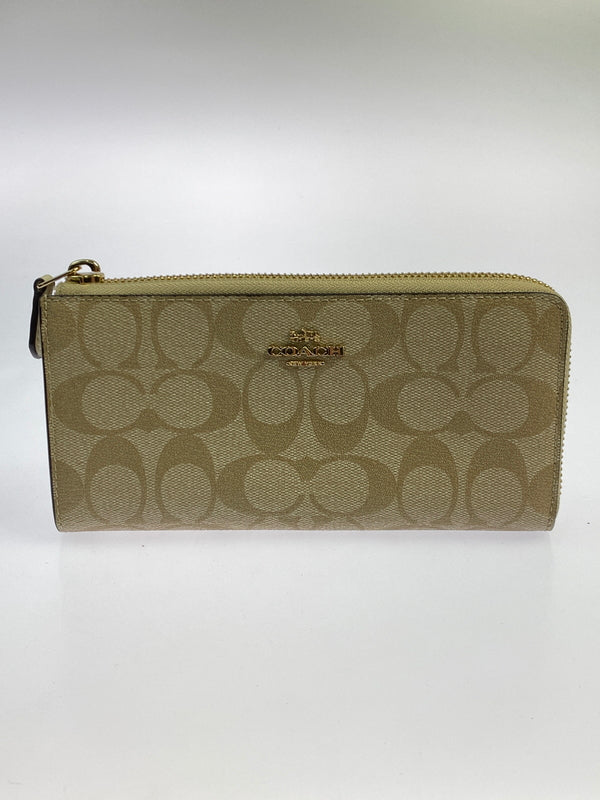 【中古品】【レディース】 COACH コーチ F39673 シグネチャー L字ファスナー 長財布 財布 181-261027-jt-01-min カラー：ベージュ 万代Net店