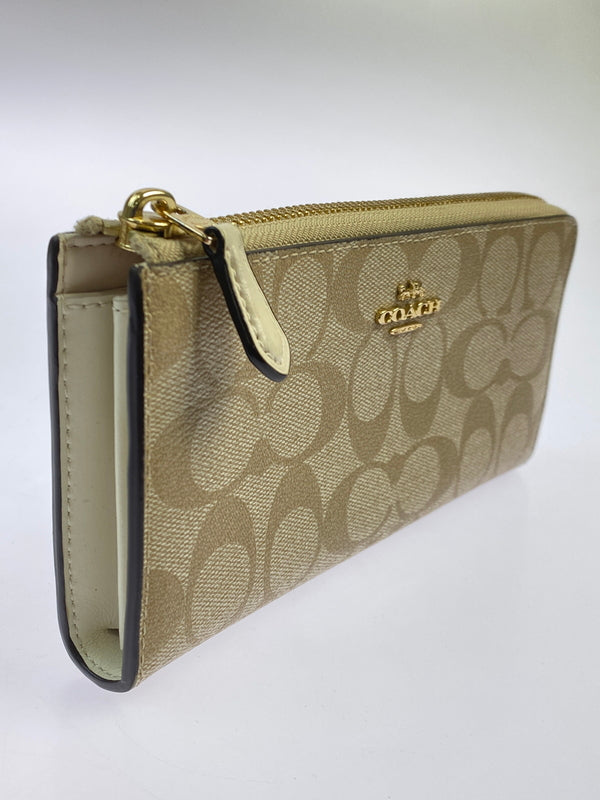 【中古品】【レディース】 COACH コーチ F39673 シグネチャー L字ファスナー 長財布 財布 181-261027-jt-01-min カラー：ベージュ 万代Net店