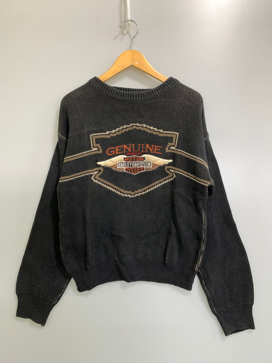 【中古品】【メンズ】 HARLEY DAVIDSON ハーレーダビッドソン 刺繍ニット トップス ニット 146-261021-jt-10-min サイズ：S カラー：ブラック 万代Net店