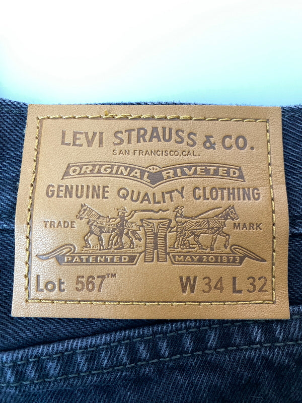 【中古品】【メンズ】 LEVI'S リーバイス 567 BLACK DENIM ブラック デニム パンツ メンズ ボトムス ジーンズ ジーパン 158-261022-em-49-min サイズ：W34/L32 カラー：インディゴブラック 万代Net店