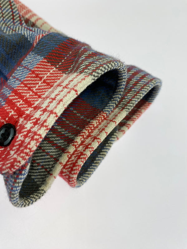 【中古品】【メンズ】 SUGAR CANE シュガーケーン FLANNEL SHIRT フランネル ネルシャツ 長袖 チェック シャツ 145-261023-hu-35-min サイズ：M 15-15 1/2 カラー：ブルー/レッド（チェック柄） 万代Net店