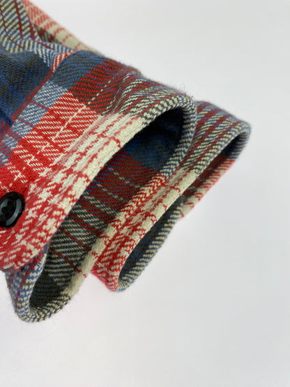 【中古品】【メンズ】 SUGAR CANE シュガーケーン FLANNEL SHIRT フランネル ネルシャツ 長袖 チェック シャツ 145-261023-hu-35-min サイズ：M 15-15 1/2 カラー：ブルー/レッド（チェック柄） 万代Net店
