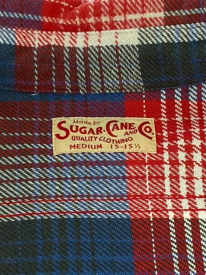【中古品】【メンズ】 SUGAR CANE シュガーケーン FLANNEL SHIRT フランネル ネルシャツ 長袖 チェック シャツ 145-261023-hu-35-min サイズ：M 15-15 1/2 カラー：ブルー/レッド（チェック柄） 万代Net店