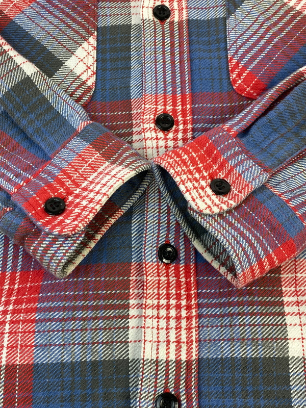 【中古品】【メンズ】 SUGAR CANE シュガーケーン FLANNEL SHIRT フランネル ネルシャツ 長袖 チェック シャツ 145-261023-hu-35-min サイズ：M 15-15 1/2 カラー：ブルー/レッド（チェック柄） 万代Net店