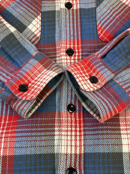 【中古品】【メンズ】 SUGAR CANE シュガーケーン FLANNEL SHIRT フランネル ネルシャツ 長袖 チェック シャツ 145-261023-hu-35-min サイズ：M 15-15 1/2 カラー：ブルー/レッド（チェック柄） 万代Net店