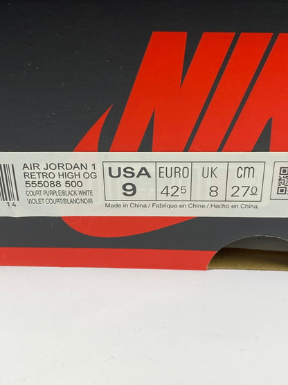 【中古品】【メンズ】 NIKE ナイキ AIR JORDAN 1 RETRO HIGH OG "COURT PURPLE WHITE BLACK” 555088-500 エアジョーダン 1 レトロ ハイ オージー 靴 160-261017-KS-23-min サイズ：27cm US9 カラー：パープル/ホワイト/ブラック 万代Net店
