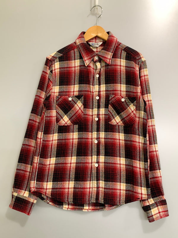 【中古品】【メンズ】 FIVE BROTHER ファイブブラザー 80'S 復刻 ネルシャツ ヴィンテージ チェックシャツ 長袖 ロングスリーブ 146-261023-hu-07-min サイズ：M カラー：レッド/ブラック（チェック柄） 万代Net店