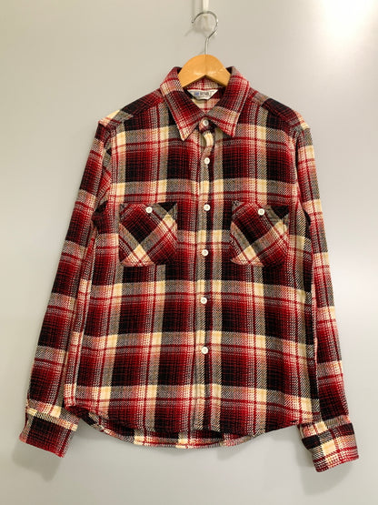 【中古品】【メンズ】 FIVE BROTHER ファイブブラザー 80'S 復刻 ネルシャツ ヴィンテージ チェックシャツ 長袖 ロングスリーブ 146-261023-hu-07-min サイズ：M カラー：レッド/ブラック（チェック柄） 万代Net店