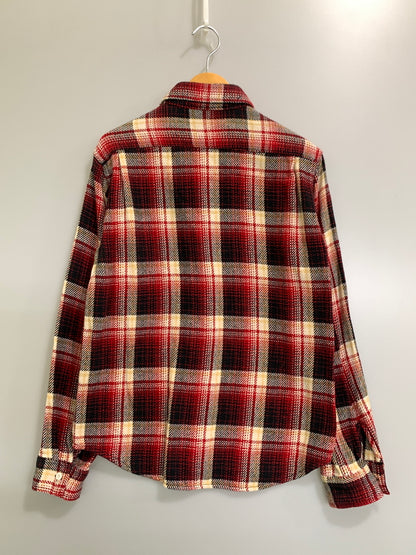 【中古品】【メンズ】 FIVE BROTHER ファイブブラザー 80'S 復刻 ネルシャツ ヴィンテージ チェックシャツ 長袖 ロングスリーブ 146-261023-hu-07-min サイズ：M カラー：レッド/ブラック（チェック柄） 万代Net店