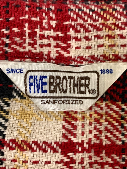 【中古品】【メンズ】 FIVE BROTHER ファイブブラザー 80'S 復刻 ネルシャツ ヴィンテージ チェックシャツ 長袖 ロングスリーブ 146-261023-hu-07-min サイズ：M カラー：レッド/ブラック（チェック柄） 万代Net店