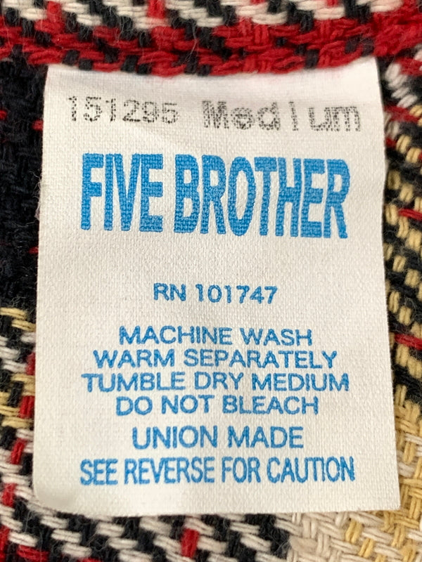【中古品】【メンズ】 FIVE BROTHER ファイブブラザー 80'S 復刻 ネルシャツ ヴィンテージ チェックシャツ 長袖 ロングスリーブ 146-261023-hu-07-min サイズ：M カラー：レッド/ブラック（チェック柄） 万代Net店