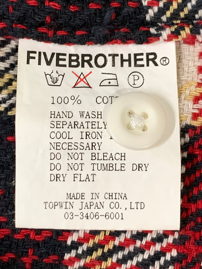 【中古品】【メンズ】 FIVE BROTHER ファイブブラザー 80'S 復刻 ネルシャツ ヴィンテージ チェックシャツ 長袖 ロングスリーブ 146-261023-hu-07-min サイズ：M カラー：レッド/ブラック（チェック柄） 万代Net店