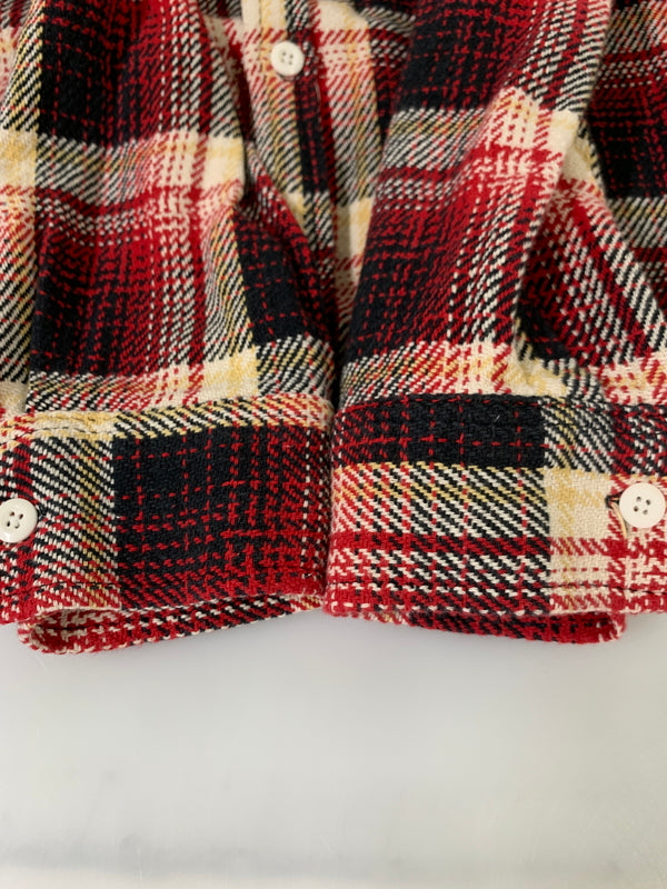 【中古品】【メンズ】 FIVE BROTHER ファイブブラザー 80'S 復刻 ネルシャツ ヴィンテージ チェックシャツ 長袖 ロングスリーブ 146-261023-hu-07-min サイズ：M カラー：レッド/ブラック（チェック柄） 万代Net店