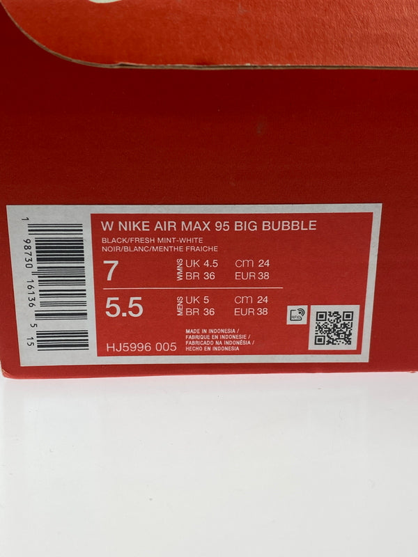 【中古品】【レディース】 NIKE ナイキ AIR MAX 95 BIG BUBBLE HJ5996-005 ウィメンズ エアマックス95 ビッグバブル スニーカー シューズ 166-261018-em-04-min サイズ：24.0cm カラー：ブラック / ホワイト / ミディアム グレー / フレッシュ ミント 万代Net店