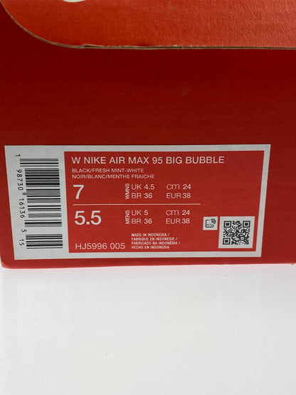 【中古品】【レディース】 NIKE ナイキ AIR MAX 95 BIG BUBBLE HJ5996-005 ウィメンズ エアマックス95 ビッグバブル スニーカー シューズ 166-261018-em-04-min サイズ：24.0cm カラー：ブラック / ホワイト / ミディアム グレー / フレッシュ ミント 万代Net店