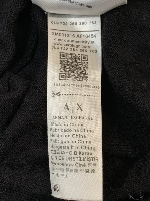 【中古品】【メンズ】 ARMANI EXCHANGE アルマーニエクスチェンジ KNIT ニット メンズ 長袖シャツ トップス 141-261022-em-19-min サイズ：M カラー：ブラック 万代Net店