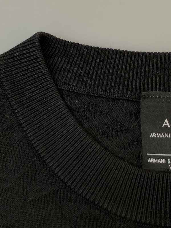 【中古品】【メンズ】 ARMANI EXCHANGE アルマーニエクスチェンジ KNIT ニット メンズ 長袖シャツ トップス 141-261022-em-19-min サイズ：M カラー：ブラック 万代Net店