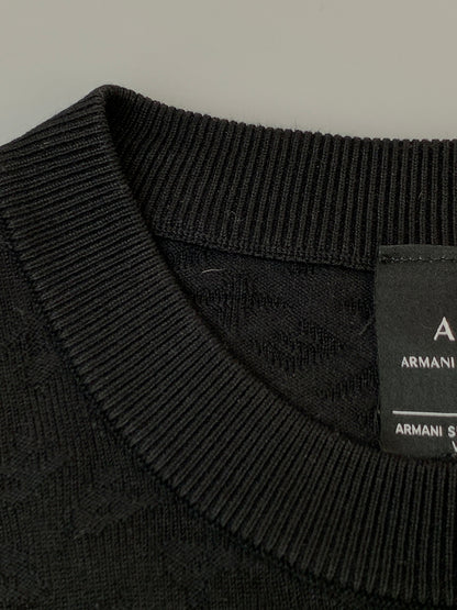 【中古品】【メンズ】 ARMANI EXCHANGE アルマーニエクスチェンジ KNIT ニット メンズ 長袖シャツ トップス 141-261022-em-19-min サイズ：M カラー：ブラック 万代Net店