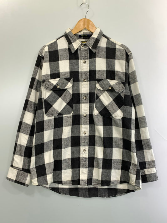 【現状渡し品】【メンズ】 OSHKOSH オシュコシュ 90S USA製 FLANNEL SHIRT 90年代 アメリカ製 フランネル チェック シャツ メンズ 長袖シャツ トップス ヴィンテージ 146-261020-em-75-min サイズ：L カラー：ホワイト/ブラック 万代Net店