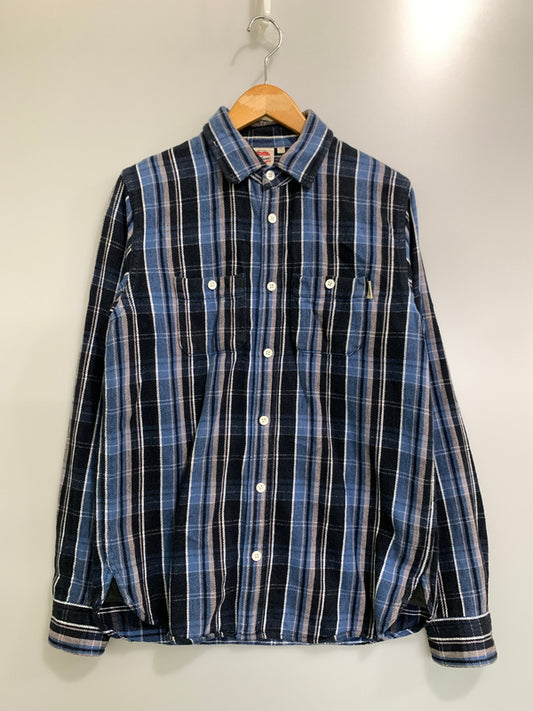 【中古品】【メンズ】 CARHARTT カーハートハートタグ復刻 FLANNEL SHIRT フランネルシャツ トップス 142-261021-jt-07-min サイズ：S カラー：ブルー系 チェック柄 万代Net店