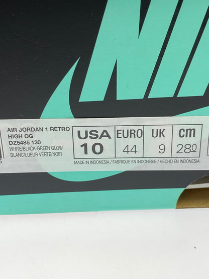 【中古美品】【メンズ】 NIKE ナイキ AIR JORDAN 1 RETRO HIGH OG "GREEN GLOW" DZ5485-130 エアジョーダン ワン レトロ ハイ オージー グリーン グロー 靴 160-261017-KS-30-min サイズ：28cm US10 カラー：グリーン/ブラック/ホワイト 万代Net店