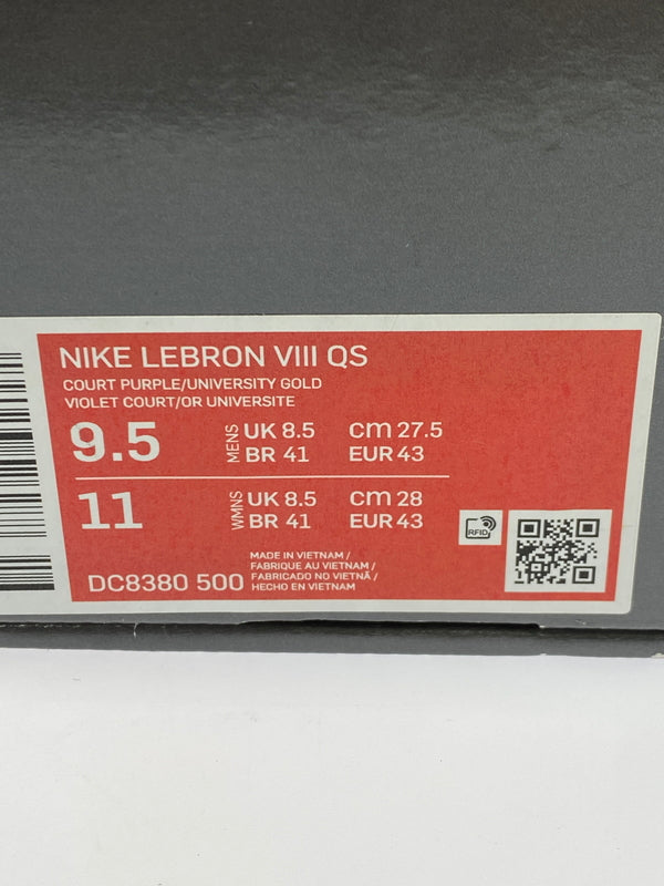 【中古品】【メンズ】 NIKE ナイキ LEBRON 8 QS LAKERS DC8380-500 レブロン8 レイカーズ スニーカー メンズ シューズ 靴 160-261018-em-02-min サイズ：27.5cm カラー：コートパープル / ユニバーシティゴールド 万代Net店