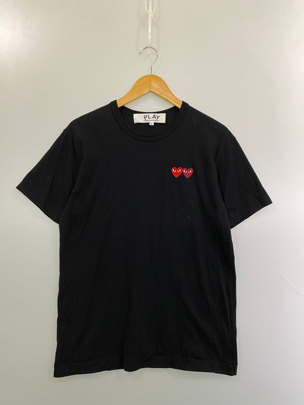 【中古品】【メンズ】 PLAY COMME DES GARCONS プレイコムデギャルソン ダブルハートパッチTシャツ AX-T226 ショートスリーブ メンズ トップス 半袖 140-261020-em-51-min サイズ：L カラー：ブラック 万代Net店