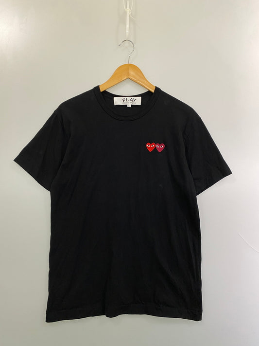 【中古品】【メンズ】 PLAY COMME DES GARCONS プレイコムデギャルソン ダブルハートパッチTシャツ AX-T226 ショートスリーブ メンズ トップス 半袖 140-261020-em-51-min サイズ：L カラー：ブラック 万代Net店