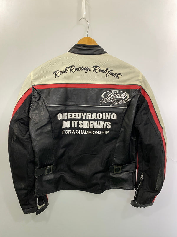 【中古品】【メンズ】 GREEDY グリーディー バイクジャケット ライディングジャケット ライダーズ メッシュ 刺繍 ワッペン 146-261016-em-22-min サイズ：M カラー：ホワイト/ブラック 万代Net店
