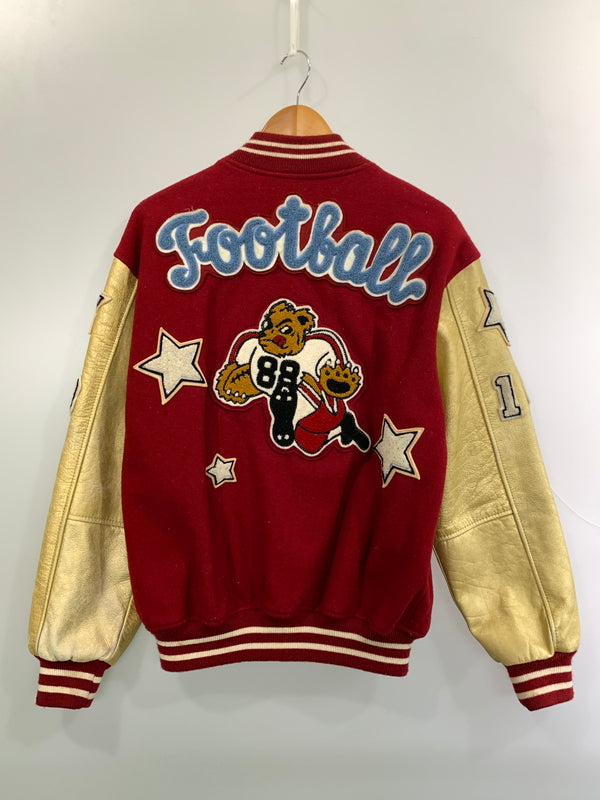 【ジャンク品】【メンズ】 BASIE BROTHERS ベイシー・ブラザーズ スタジャン スタジアムジャンパー アワードジャケット アウター ヴィンテージ 146-261022-em-09-min サイズ：L カラー：レッド/ゴールド 万代Net店