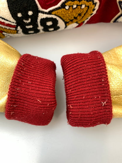 【ジャンク品】【メンズ】 BASIE BROTHERS ベイシー・ブラザーズ スタジャン スタジアムジャンパー アワードジャケット アウター ヴィンテージ 146-261022-em-09-min サイズ：L カラー：レッド/ゴールド 万代Net店