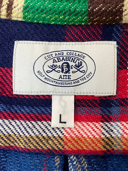 【中古品】【メンズ】 A BATHING APE アベイシングエイプ クレイジーパターン ネルシャツ フランネルチェックシャツ メンズ 長袖シャツ トップス 142-261020-em-48-min サイズ：L カラー：マルチカラー 万代Net店