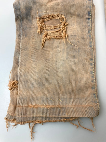 【中古品】【メンズ】 INNOCENCENYC イノセンス ニューヨーク DENIM PANT デニム パンツ メンズ ボトムス ジーパン ジーンズ リメイク ハンドメイド 153-261015-em-14-min サイズ：32 カラー：インディゴ（ライトオレンジ系） 万代Net店