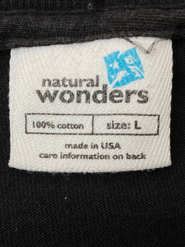 【中古品】【メンズ】 NATURAL WONDERS ナチュラル ワンダーズ WOLF PLINT S/S TEE ウルフ プリント ショートスリーブ Tシャツ 半袖 メンズ トップス 狼 146-261016-em-15-min サイズ：L カラー：ブラック 万代Net店