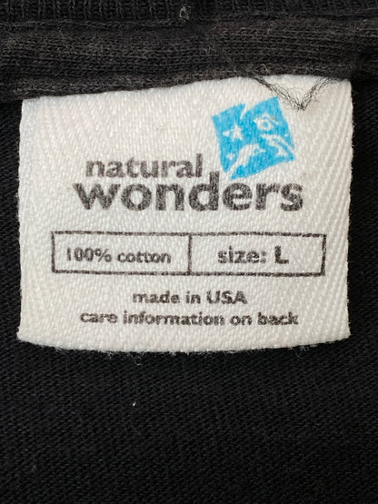 【中古品】【メンズ】 NATURAL WONDERS ナチュラル ワンダーズ WOLF PLINT S/S TEE ウルフ プリント ショートスリーブ Tシャツ 半袖 メンズ トップス 狼 146-261016-em-15-min サイズ：L カラー：ブラック 万代Net店