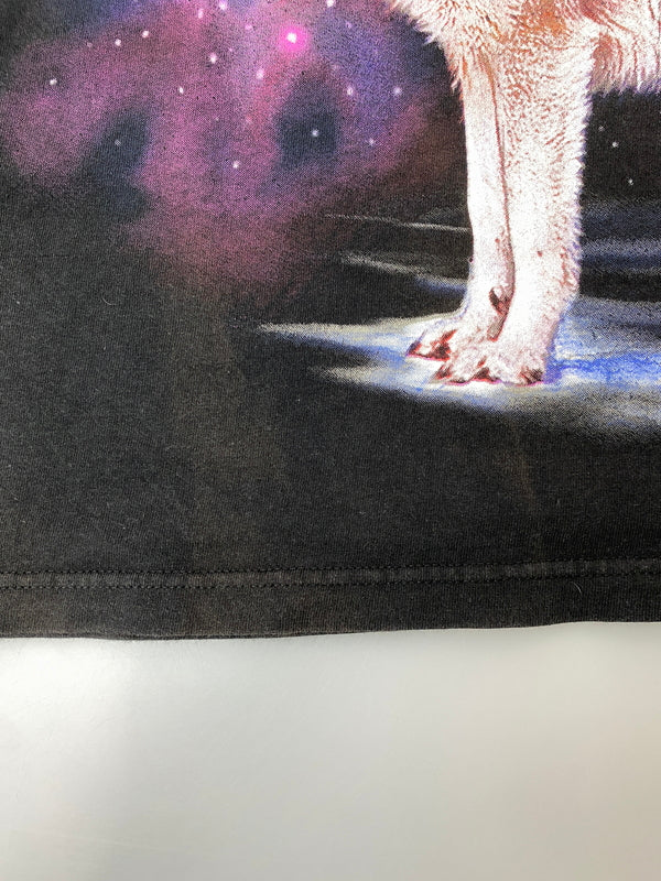 【中古品】【メンズ】 NATURAL WONDERS ナチュラル ワンダーズ WOLF PLINT S/S TEE ウルフ プリント ショートスリーブ Tシャツ 半袖 メンズ トップス 狼 146-261016-em-15-min サイズ：L カラー：ブラック 万代Net店
