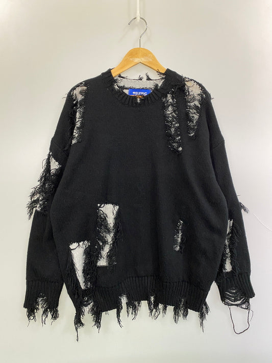 【中古品】【メンズ】 AELFRIC EDEN エルフリック エデン ダメージセーター ダメージ加工 ニット メンズ トップス 142-261020-em-37-min サイズ：M カラー：ブラック 万代Net店