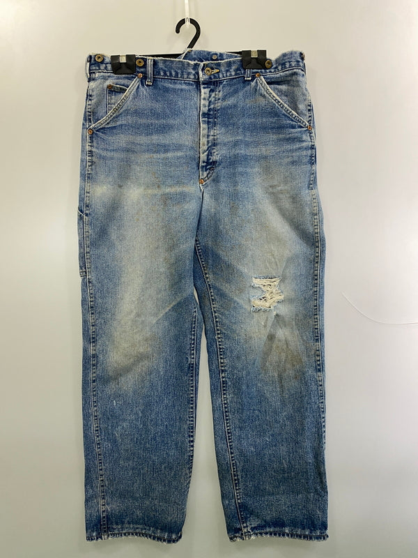 【ジャンク品】【メンズ】 LEE リー DENIM ROGGER PANTS BOSS OF THE ROAD 77 70'S デニム ロガー パンツ 70年代 ジーンズ ヴィンテージ 157-261015-em-17-min サイズ：不明（印字消え） カラー：インディゴ 万代Net店