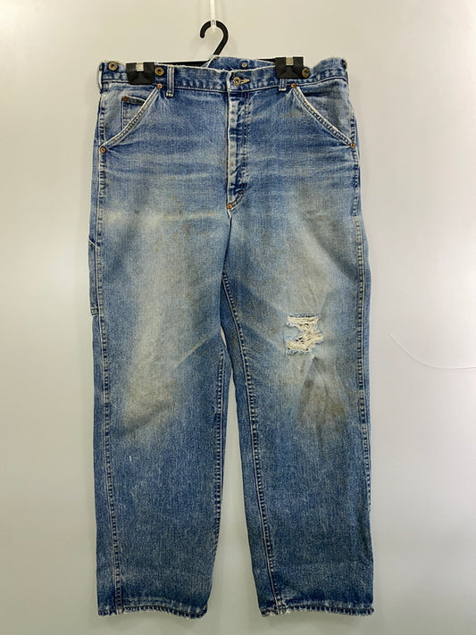 【ジャンク品】【メンズ】 LEE リー DENIM ROGGER PANTS BOSS OF THE ROAD 77 70'S デニム ロガー パンツ 70年代 ジーンズ ヴィンテージ 157-261015-em-17-min サイズ：不明（印字消え） カラー：インディゴ 万代Net店