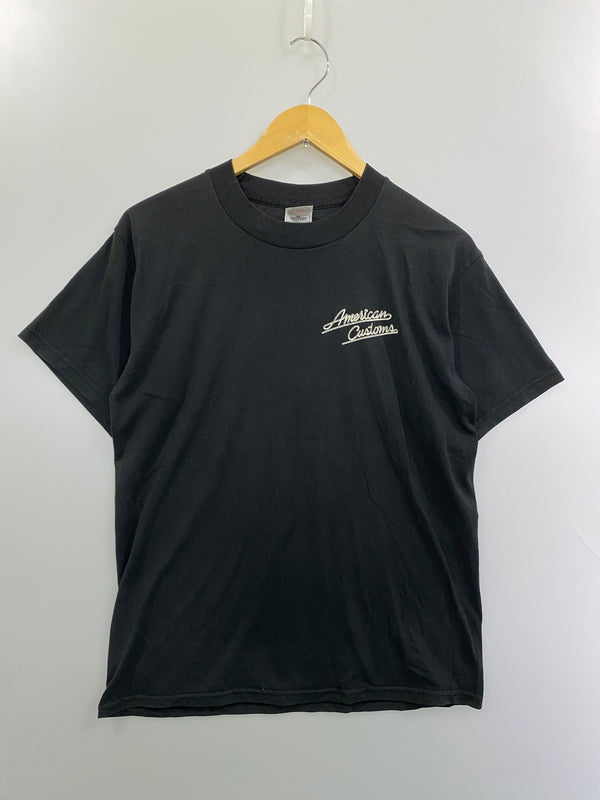 【中古品】【メンズ】 FRUIT OF THE LOOM フルーツ オブ ザ ルーム 90S AMERICAN CUSTOMS LOGO S/S TEE 90年代 アメリカン カスタムズ ロゴ ショートスリーブ 半袖Tシャツ 146-261016-em-13-min サイズ：M カラー：ブラック 万代Net店