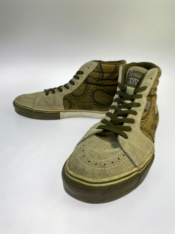 【現状渡し品】【メンズ】 STUSSY ステューシー × VANS バンズ SK8 HI スケートハイ スケハイ ハイカット スニーカー メンズ シューズ 靴 ヴァンズ 163-261018-em-38-min サイズ：不明 カラー：ベージュ / ブラウン（ペイズリー柄） 万代Net店
