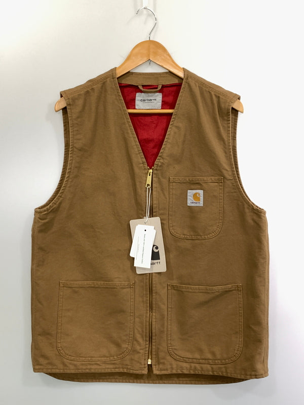 【中古品】【メンズ】 CARHARTT WIP カーハート ワークインプログレス ARBOR VEST I031521-23S アーバー ベスト メンズ コットン ワークベスト 142-261016-em-54-min サイズ：L カラー：ブラウン 万代Net店